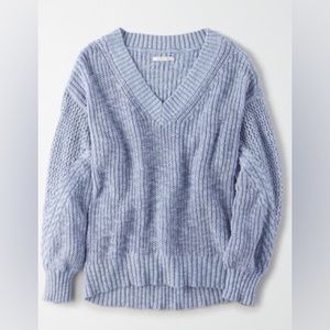 oversized knit sweater light blue